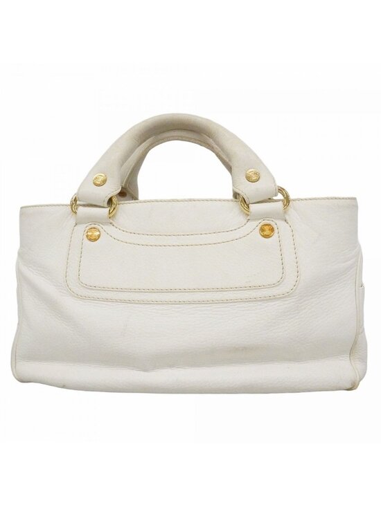 Celine Handbag Boogie Bag Leather White Gold